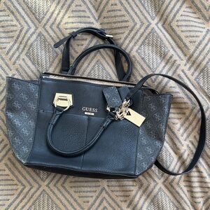 GUESS Black and Gray Satchel Bag